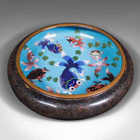Large Antique Cloisonne Bowl, Chinese, Ceramic, Fishbowl, Serving Dish, C.1900