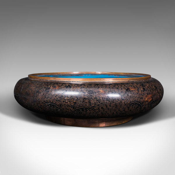 Large Antique Cloisonne Bowl, Chinese, Ceramic, Fishbowl, Serving Dish, C.1900