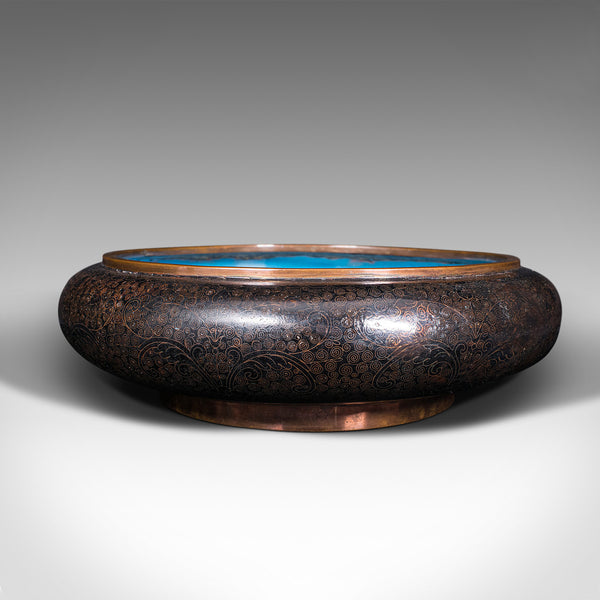 Large Antique Cloisonne Bowl, Chinese, Ceramic, Fishbowl, Serving Dish, C.1900