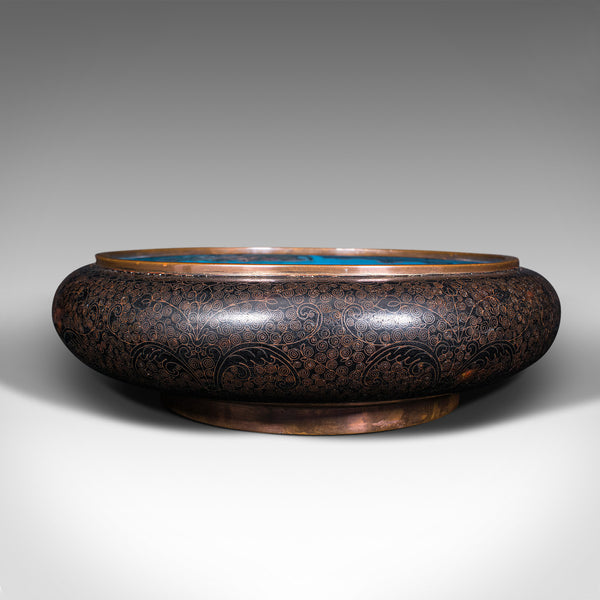 Large Antique Cloisonne Bowl, Chinese, Ceramic, Fishbowl, Serving Dish, C.1900