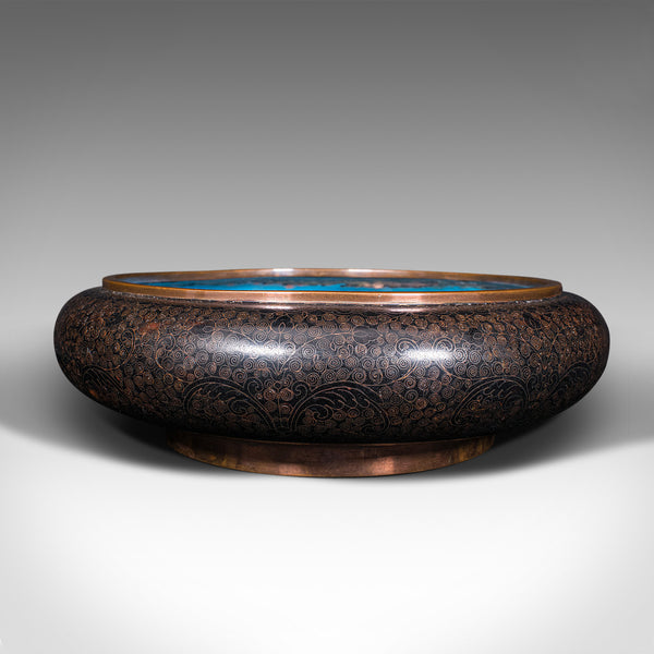 Large Antique Cloisonne Bowl, Chinese, Ceramic, Fishbowl, Serving Dish, C.1900