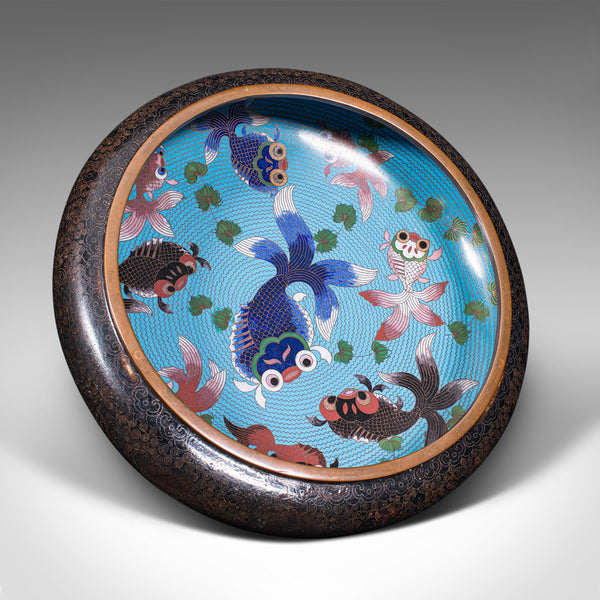 Large Antique Cloisonne Bowl, Chinese, Ceramic, Fishbowl, Serving Dish, C.1900