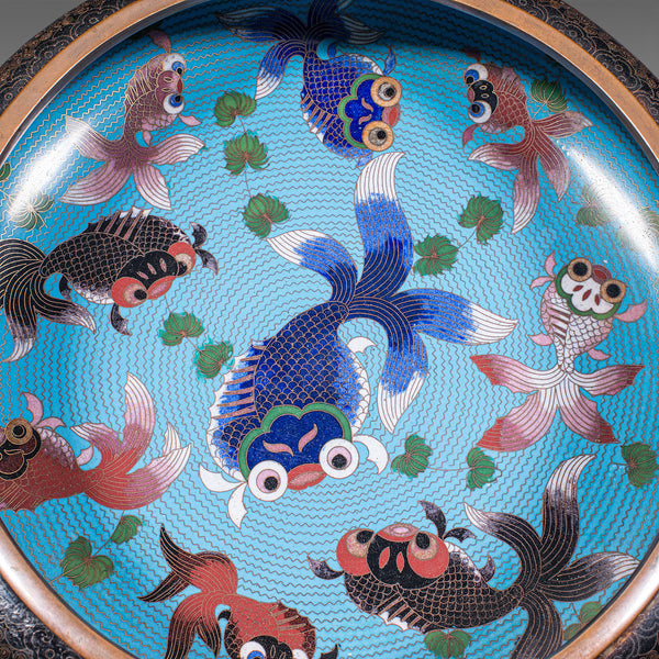 Large Antique Cloisonne Bowl, Chinese, Ceramic, Fishbowl, Serving Dish, C.1900