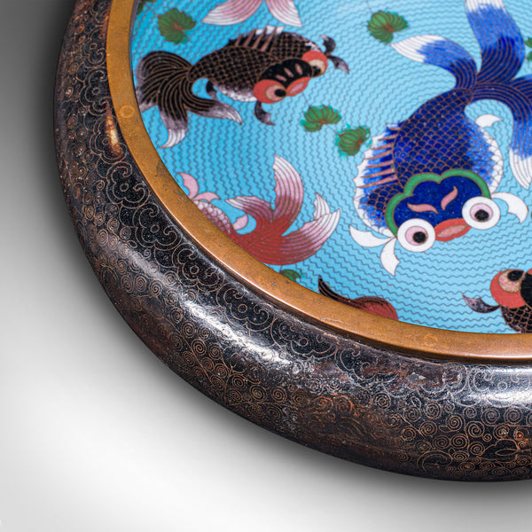Large Antique Cloisonne Bowl, Chinese, Ceramic, Fishbowl, Serving Dish, C.1900