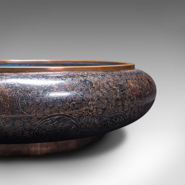 Large Antique Cloisonne Bowl, Chinese, Ceramic, Fishbowl, Serving Dish, C.1900