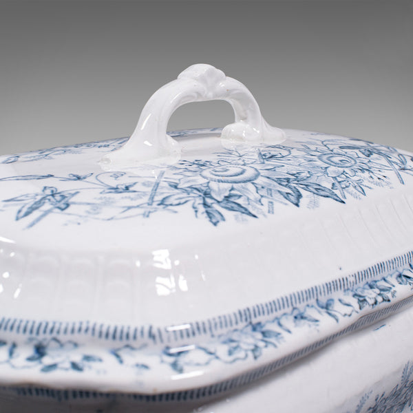 Pair Of Antique Serving Tureens, English, Ceramic, Lidded Dish, Victorian, 1900