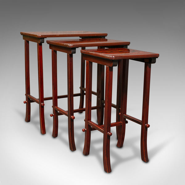 Antique Nest of 3 Occasional Side Tables, Oriental, Japanned, Victorian, C.1900