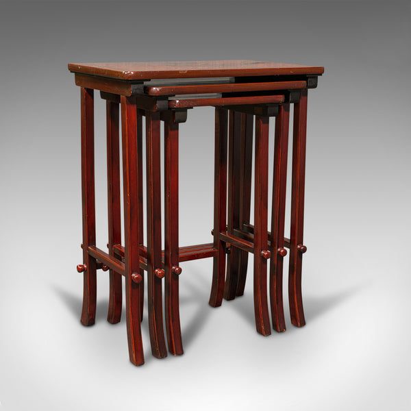 Antique Nest of 3 Occasional Side Tables, Oriental, Japanned, Victorian, C.1900