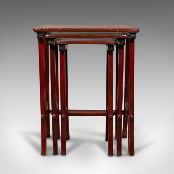 Antique Nest of 3 Occasional Side Tables, Oriental, Japanned, Victorian, C.1900