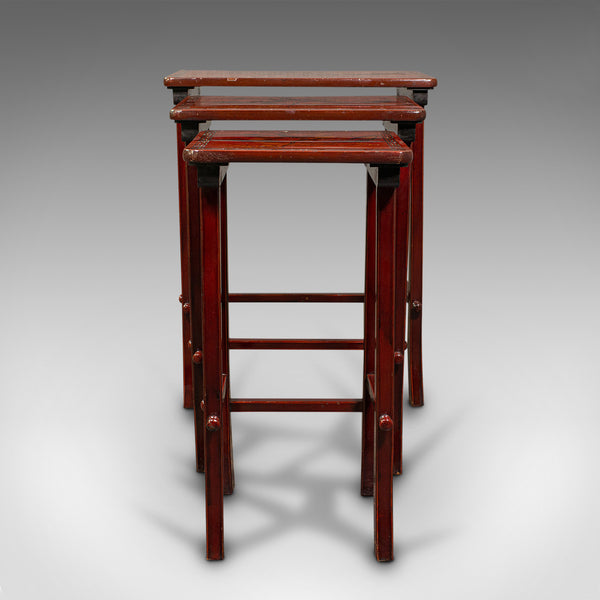 Antique Nest of 3 Occasional Side Tables, Oriental, Japanned, Victorian, C.1900