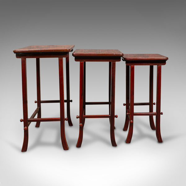 Antique Nest of 3 Occasional Side Tables, Oriental, Japanned, Victorian, C.1900