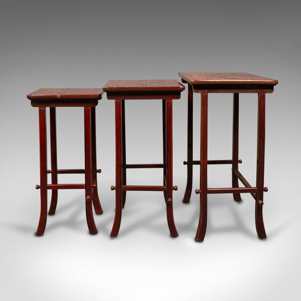 Antique Nest of 3 Occasional Side Tables, Oriental, Japanned, Victorian, C.1900