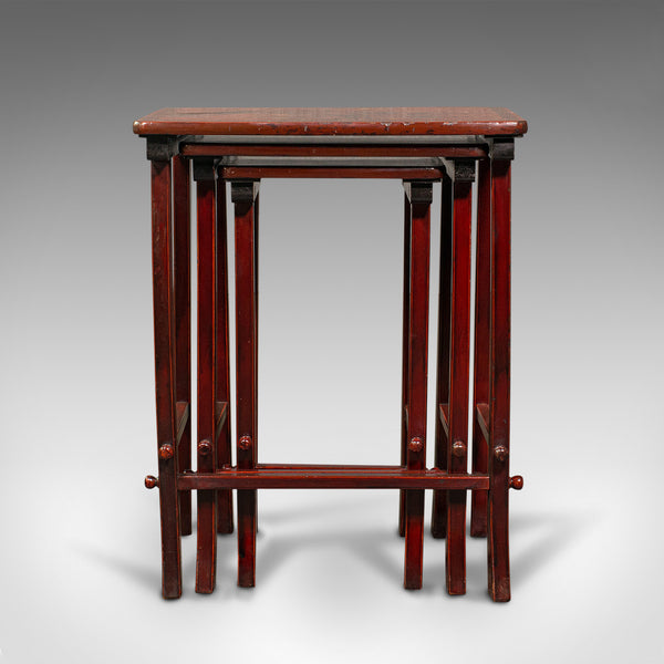 Antique Nest of 3 Occasional Side Tables, Oriental, Japanned, Victorian, C.1900