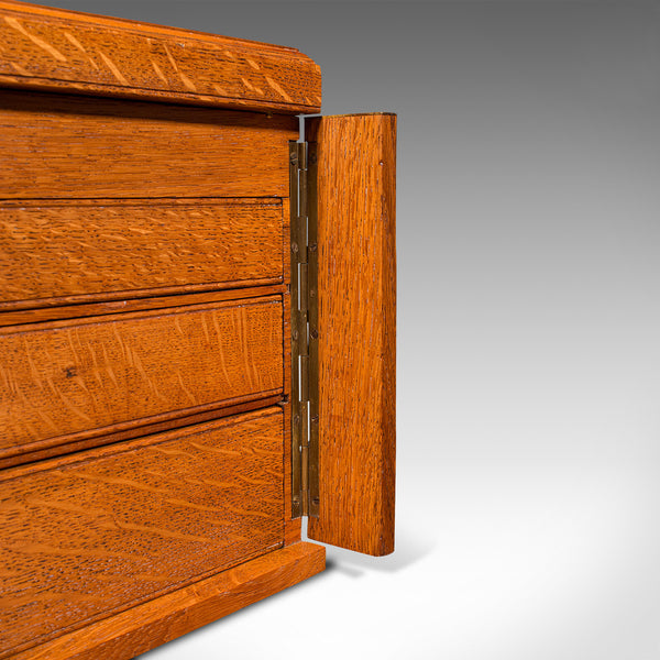 Antique Collector's Specimen Case, English, Oak, Chest, Jewellery Box, Edwardian