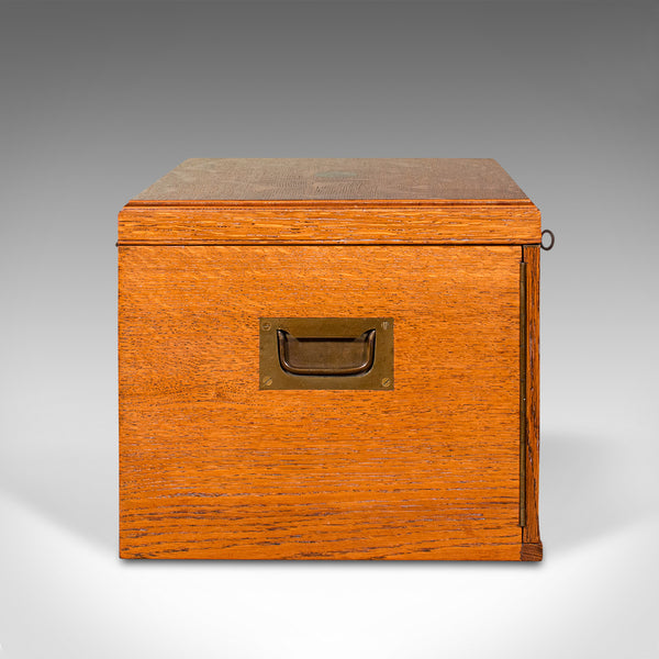 Antique Collector's Specimen Case, English, Oak, Chest, Jewellery Box, Edwardian