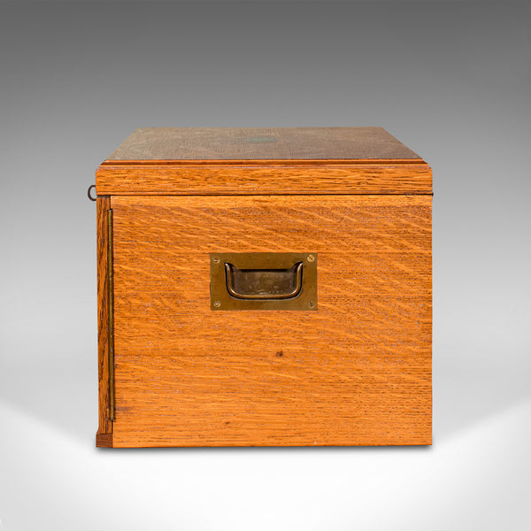 Antique Collector's Specimen Case, English, Oak, Chest, Jewellery Box, Edwardian