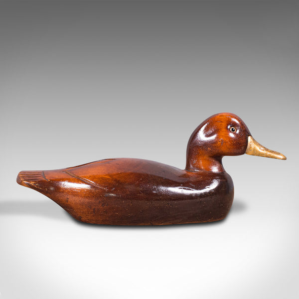 Antique Decoy Duck, English, Carved Mallard Figure, Gilt, Edwardian, Circa 1910