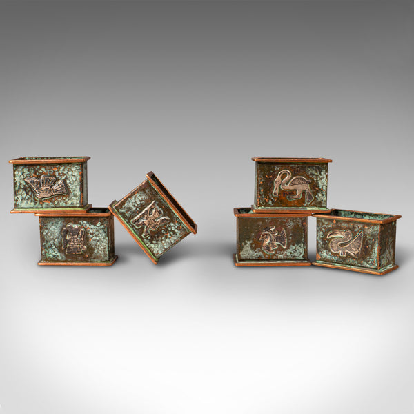 Set of 6 Antique Napkin Rings, English, Copper, Arts And Crafts, Circa 1920