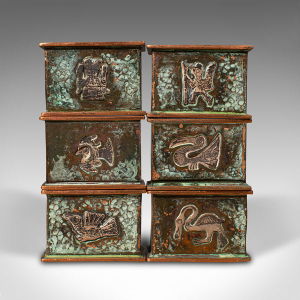 Set of 6 Antique Napkin Rings, English, Copper, Arts And Crafts, Circa 1920