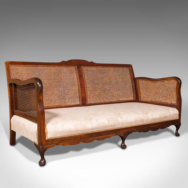 Antique Bergere Sofa, English, Beech, Cane, 2 Seat Settee, Edwardian, Circa 1910