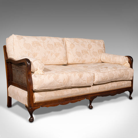 Antique Bergere Sofa, English, Beech, Cane, 2 Seat Settee, Edwardian, Circa 1910