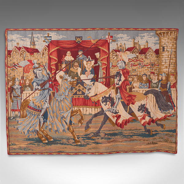 Large Vintage Wall Tapestry, French, Needlepoint, Display Panel, Medieval Taste