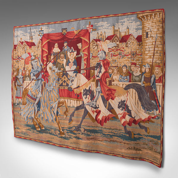 Large Vintage Wall Tapestry, French, Needlepoint, Display Panel, Medieval Taste
