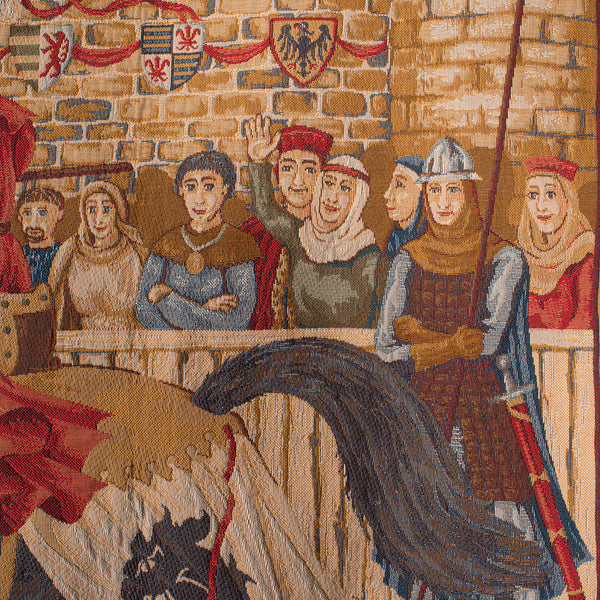 Large Vintage Wall Tapestry, French, Needlepoint, Display Panel, Medieval Taste