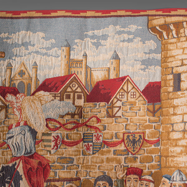 Large Vintage Wall Tapestry, French, Needlepoint, Display Panel, Medieval Taste