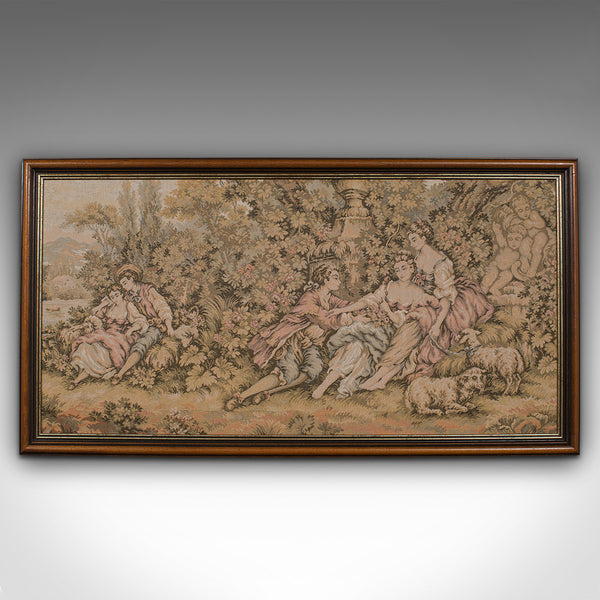 Small Antique Tapestry, Continental, Needlepoint, Decorative Wall Panel, C.1920