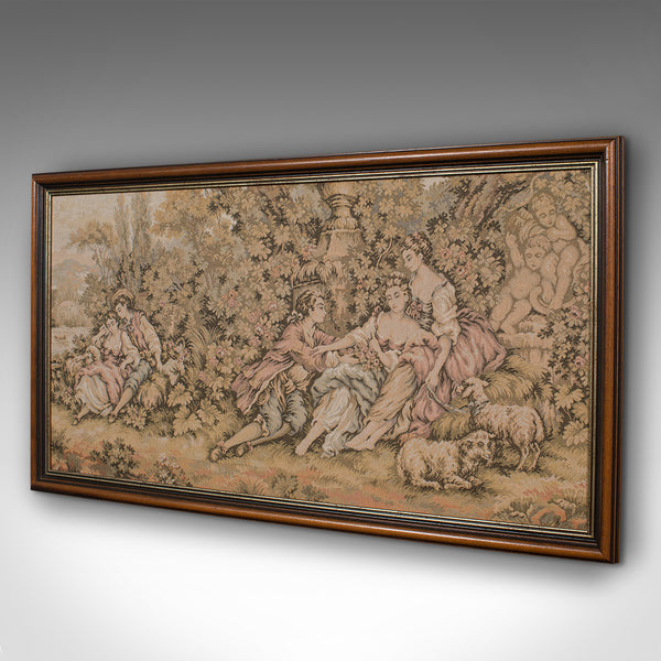 Small Antique Tapestry, Continental, Needlepoint, Decorative Wall Panel, C.1920