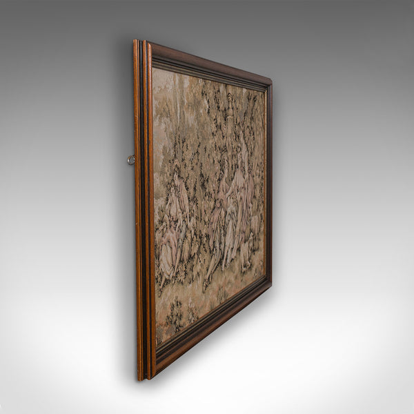 Small Antique Tapestry, Continental, Needlepoint, Decorative Wall Panel, C.1920