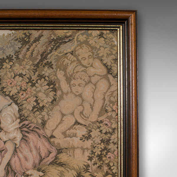 Small Antique Tapestry, Continental, Needlepoint, Decorative Wall Panel, C.1920
