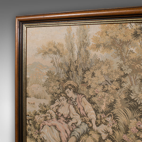 Small Antique Tapestry, Continental, Needlepoint, Decorative Wall Panel, C.1920