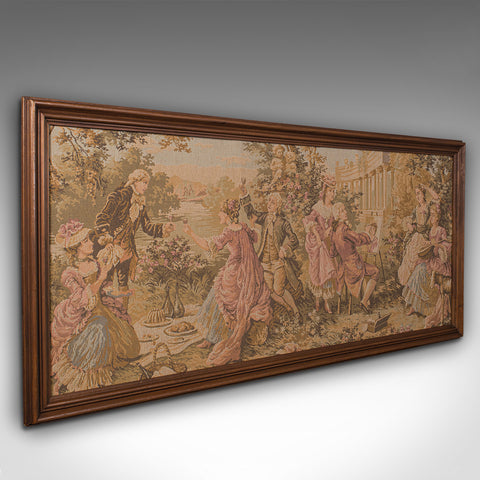 Vintage Panoramic Tapestry, Continental, Needlepoint, Display Panel, Circa 1930