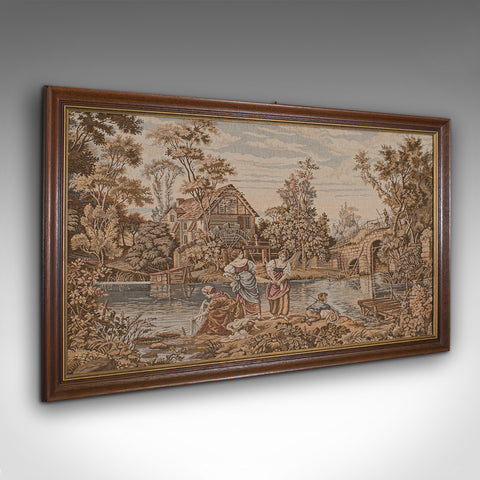 Vintage Panoramic Tapestry, French, Needlepoint, Decorative Panel, Circa 1930
