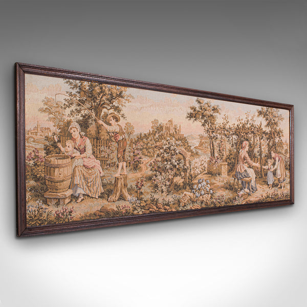 Antique 5' Panoramic Tapestry, French, Needlepoint, Display Panel, Edwardian