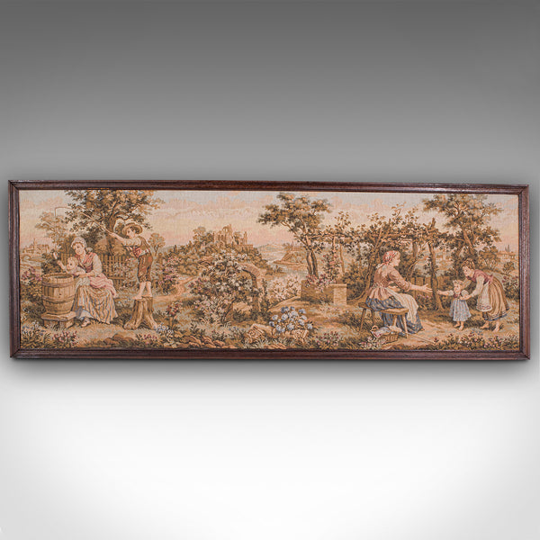 Antique 5' Panoramic Tapestry, French, Needlepoint, Display Panel, Edwardian