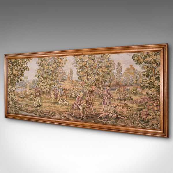 Large Antique Panoramic Tapestry, French, Needlepoint, Decorative Panel, C.1910