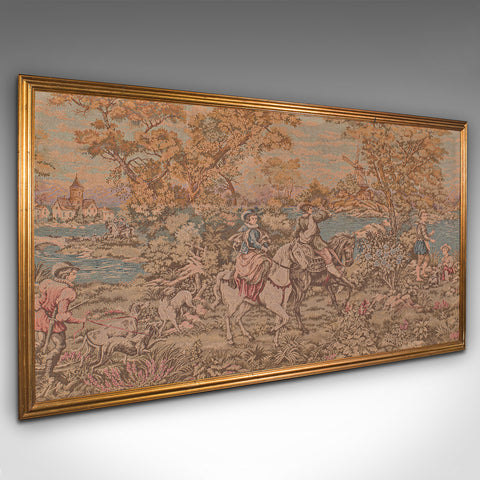 Large Vintage Panoramic Tapestry, Continental, Needlepoint, Decorative Panel
