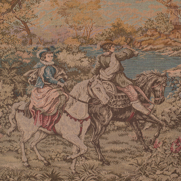 Large Vintage Panoramic Tapestry, Continental, Needlepoint, Decorative Panel