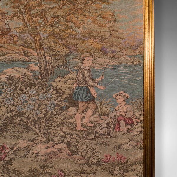 Large Vintage Panoramic Tapestry, Continental, Needlepoint, Decorative Panel