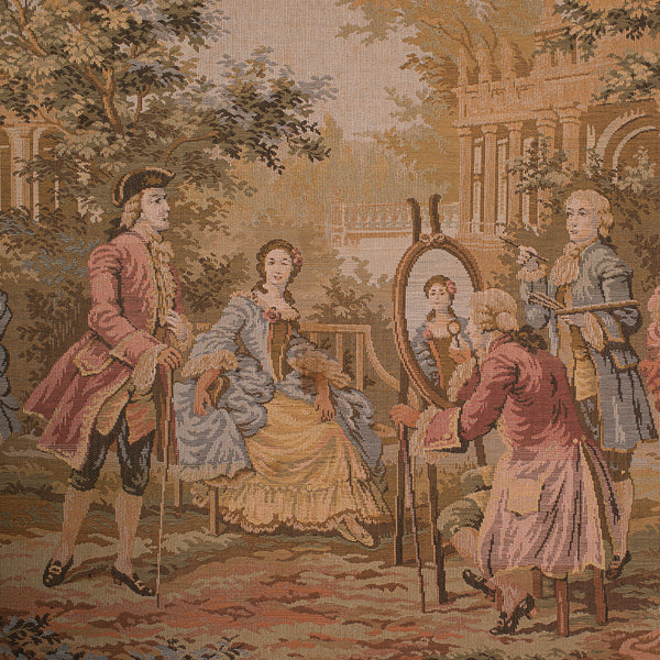 Antique 6' Wide Panorama Tapestry, French, Needlepoint, Wall, Framed, Edwardian