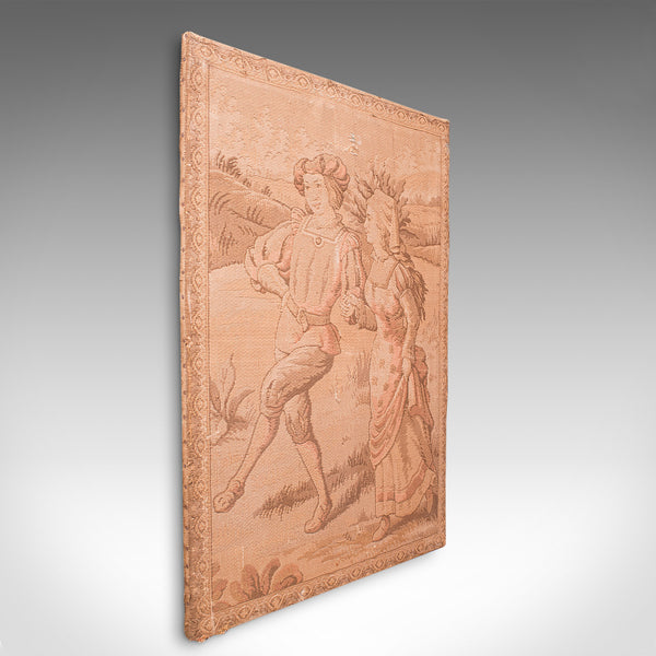 Antique Needlepoint Tapestry, Continental, Embroidered, Framed Panel, Victorian