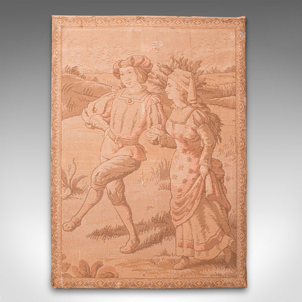 Antique Needlepoint Tapestry, Continental, Embroidered, Framed Panel, Victorian