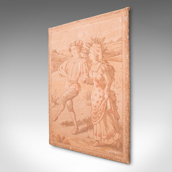 Antique Needlepoint Tapestry, Continental, Embroidered, Framed Panel, Victorian