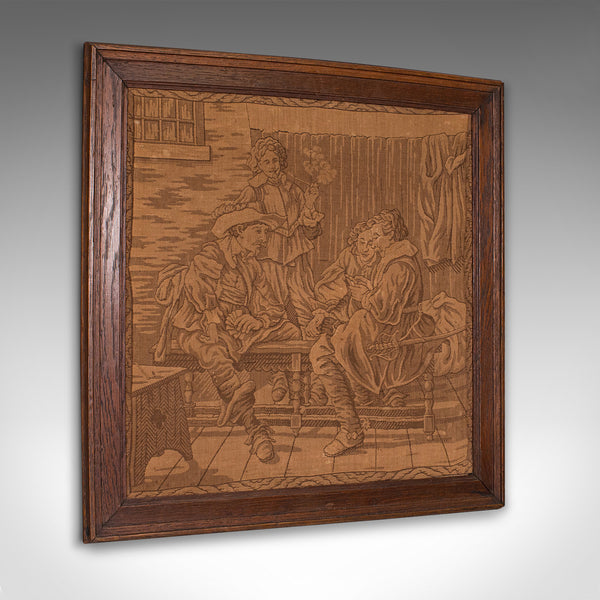 Antique Tapestry, English, Needlepoint, Oak, Decorative Wall Panel, Victorian