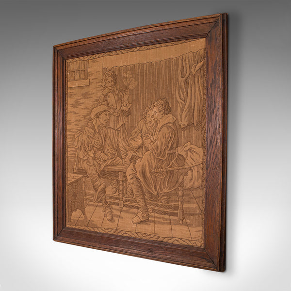 Antique Tapestry, English, Needlepoint, Oak, Decorative Wall Panel, Victorian
