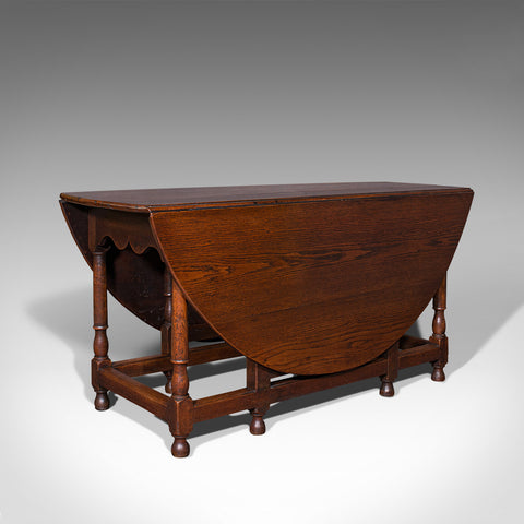 Large Antique Gate-Leg Table, English, Oak, Folding, Occasional, Victorian, 1900