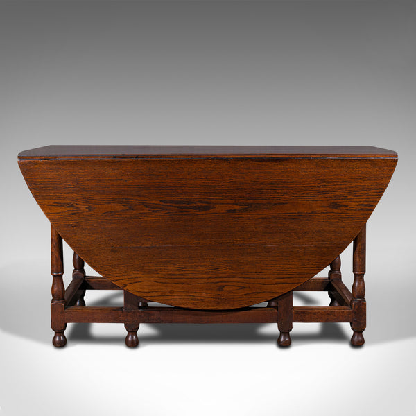 Large Antique Gate-Leg Table, English, Oak, Folding, Occasional, Victorian, 1900